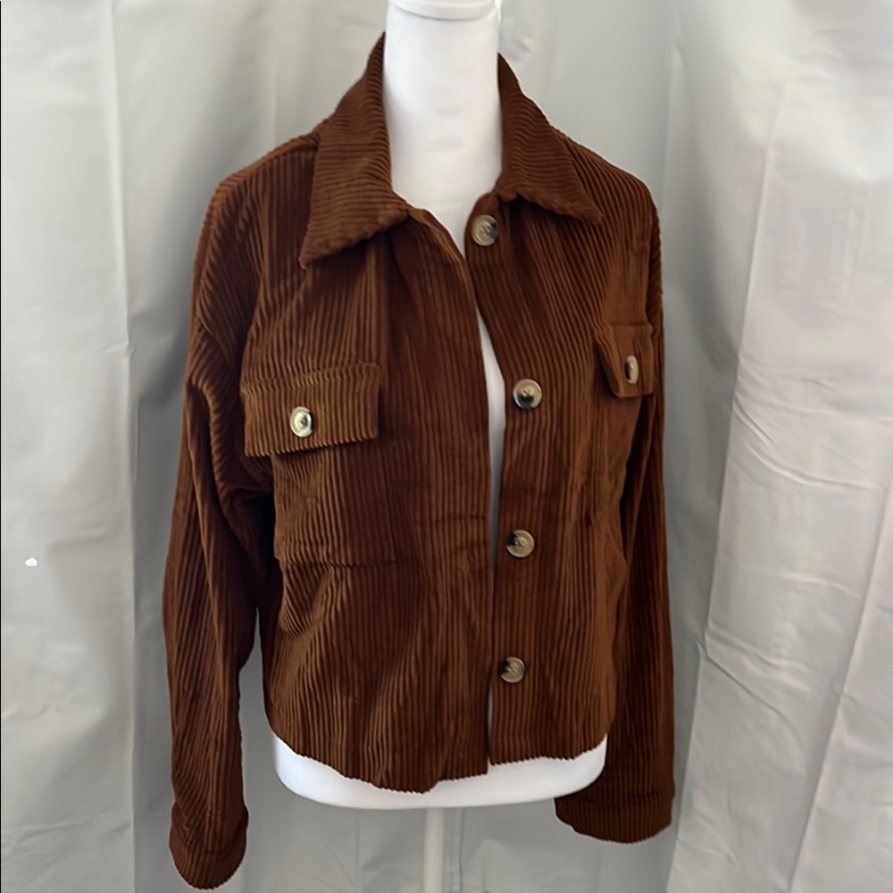 Cropped Button-up Corduroy Jacket - EUC Size L